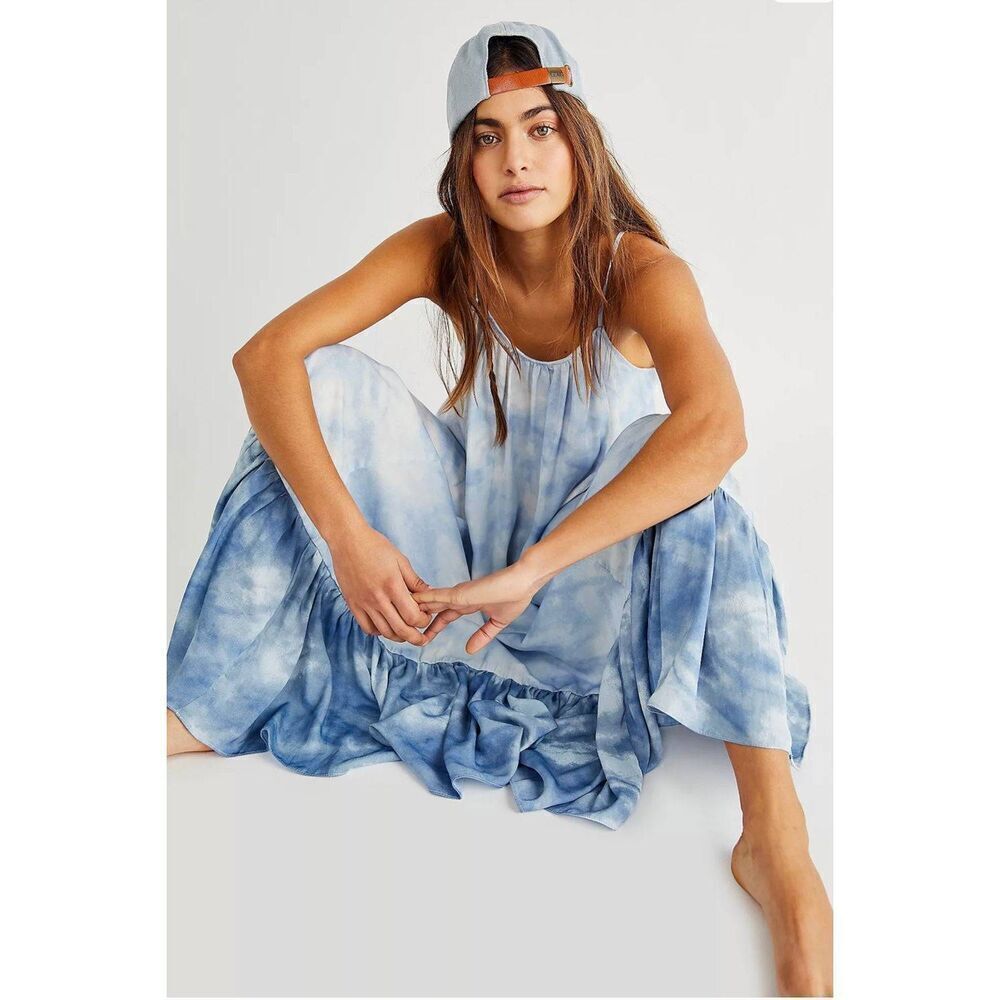 Free People full on maxi slip cami dress with peplum hem in tie dye XS - Picture 10 of 10